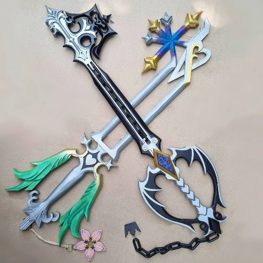 Kingdom Hearts Oblivion and Oathkeeper Keyblade Replica for Roxas Cosplay