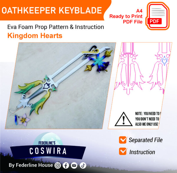 Prop Pattern: Oathkeeper Keyblade - Kingdom Hearts