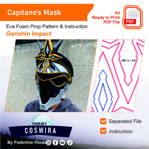 Prop Pattern: Capitano Mask from Genshin Impact