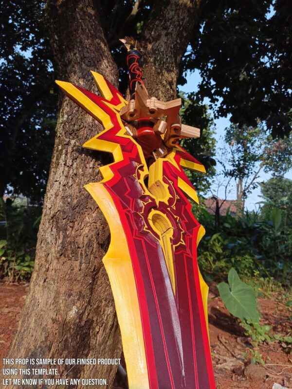Prop Pattern: Mavuika Weapon Claymore A Thousands Blazing Suns from Genshin Impact For Cosplay