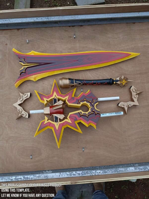 Prop Pattern: Mavuika Weapon Claymore A Thousands Blazing Suns from Genshin Impact For Cosplay