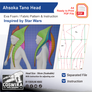 Ahsoka Tano Headpiece Togruta Lekku (Star Wars Rebels) – Digital Pattern, Template, Blueprint