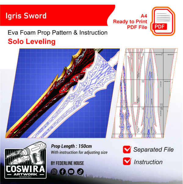 Prop Pattern: Igris Sword from Solo Leveling Template