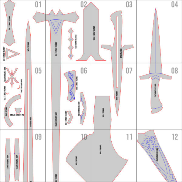 Prop Pattern: Joshua Rosfield Sword and Dagger from Final Fantasy Template