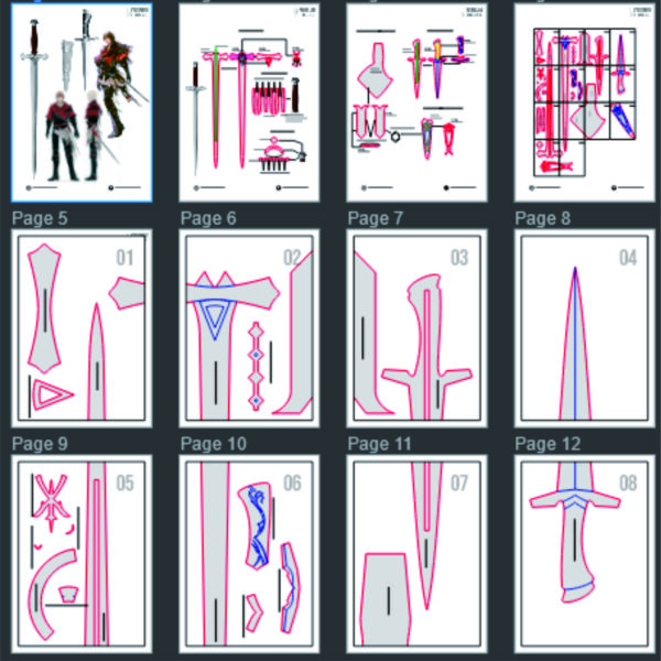 Prop Pattern: Joshua Rosfield Sword and Dagger from Final Fantasy Template