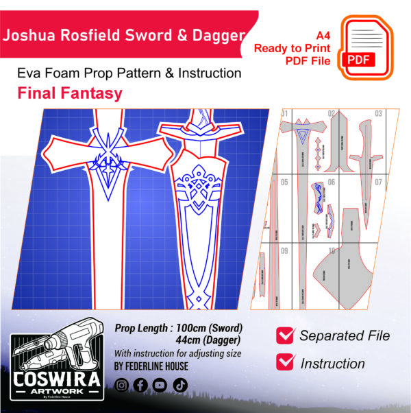 Prop Pattern: Joshua Rosfield Sword and Dagger from Final Fantasy Template