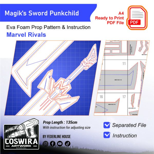 Prop Pattern: Magik's Sword Punkchild from Marvel Rivals Template