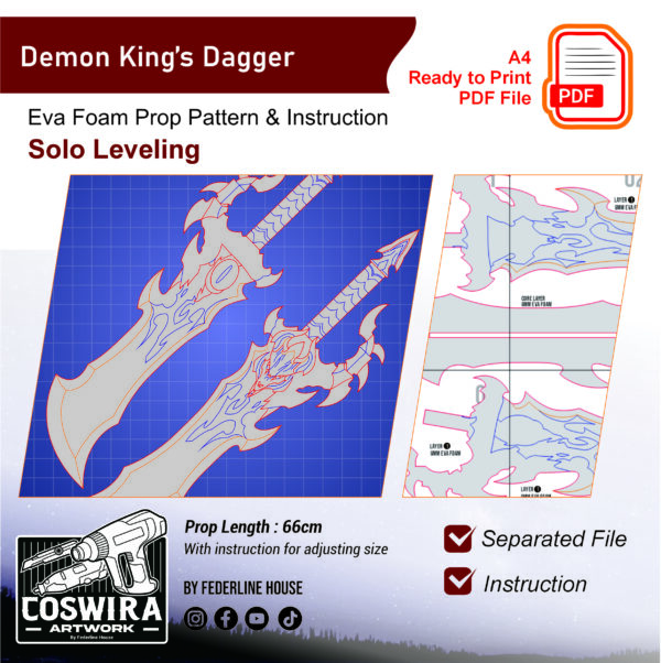 Prop Pattern: Demon King's Dagger from Solo Leveling – Digital Blueprint for DIY Cosplay Prop