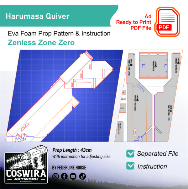 Harumasa Quiver 1 Prop Pattern: Harumasa’s Quiver from Zenless Zone Zero – Digital Blueprint for DIY Cosplay Prop