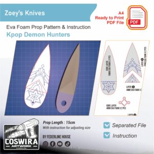 Prop Pattern: Zoey's Knives from Kpop Demon Hunters – Digital Blueprint for DIY Cosplay Prop