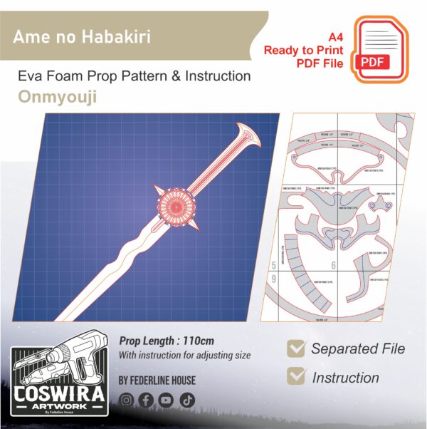 Prop Pattern: Ame no Habakiri from Onmyouji – Digital Blueprint for DIY Cosplay Prop