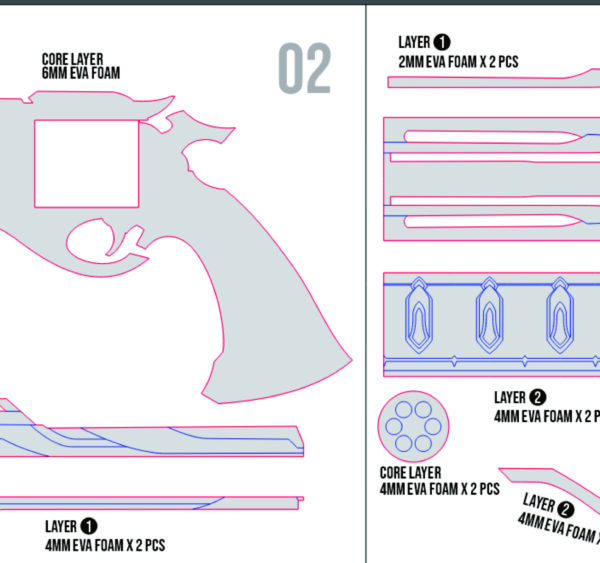 Boothill Revolver 3 Prop Pattern: Boothill Revolver from Honkai Star Rail – Digital Blueprint for DIY Cosplay Prop