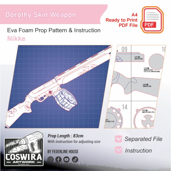 Dorothy Skin Weapon Prop Pattern: Dorothy Blaster Replica from Nikke – Digital Pattern for DIY Cosplay Prop