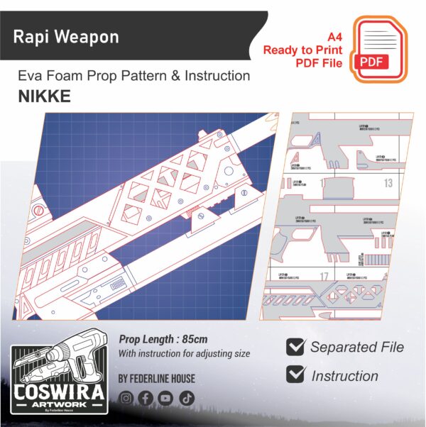 Rapi Weapon 1 Prop Pattern: Rapi Gun from Nikke – Digital Blueprint for DIY Cosplay Prop