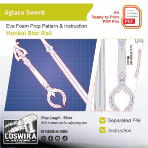 Prop Pattern: Aglaea Sword from Honkai Star Rail Cosplay Template Blueprint PDF