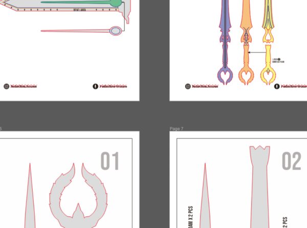 Aglaea Sword 3 Prop Pattern: Aglaea Sword from Honkai Star Rail Cosplay Template Blueprint PDF