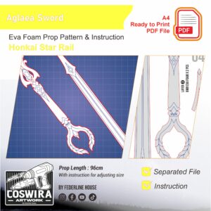 Prop Pattern: Aglaea Sword from Honkai Star Rail Cosplay Template Blueprint PDF