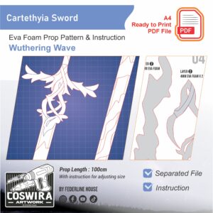 Prop Pattern: Cartethyia Sword from Wuthering Wave Cosplay Template Blueprint PDF