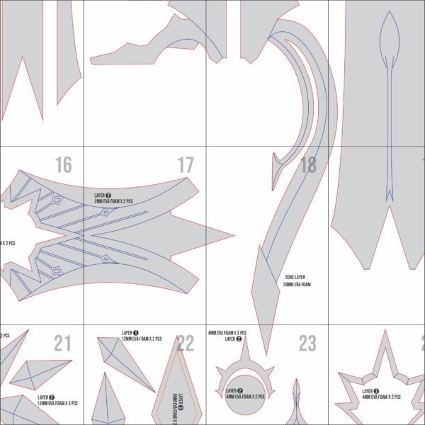 Prop Pattern: Dawnmaker Sword from Honkai Star Rail Cosplay Template Blueprint PDF