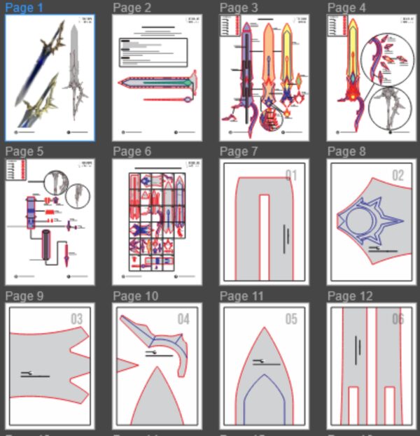 Prop Pattern: Dawnmaker Sword from Honkai Star Rail Cosplay Template Blueprint PDF