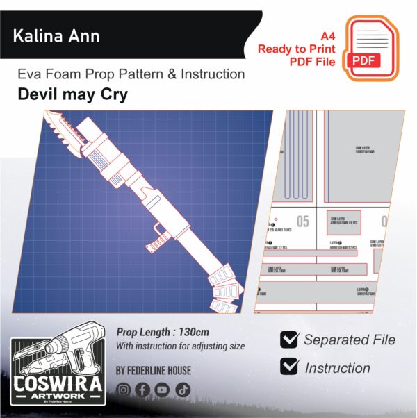Prop Pattern: Kalina Ann Rocket Launcher from Devil May Cry for Cosplay Template Blueprint PDF