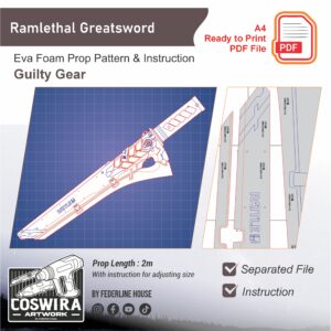Prop Pattern: Ramlethal Valentine’s Greatswords from Guilty Gear for Cosplay Template Blueprint PDF