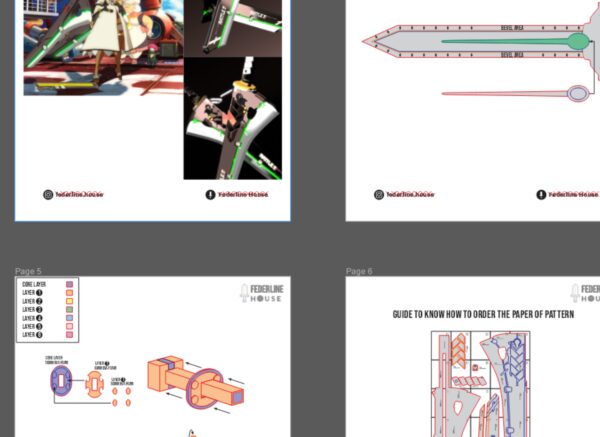 Prop Pattern: Ramlethal Valentine’s Greatswords from Guilty Gear for Cosplay Template Blueprint PDF