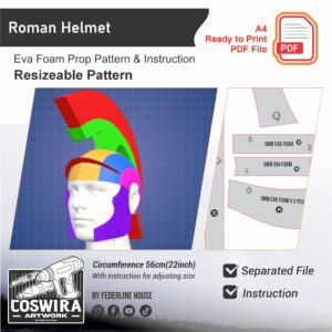 Basic Eva Foam Pattern: Roman Helmet Cosplay Template Blueprint PDF