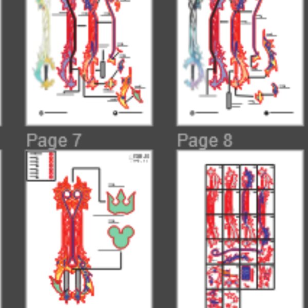 Prop Pattern: Combined Keyblade from Kingdom Hearts Cosplay Template Blueprint PDF