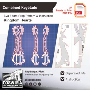 Prop Pattern: Combined Keyblade from Kingdom Hearts Cosplay Template Blueprint PDF