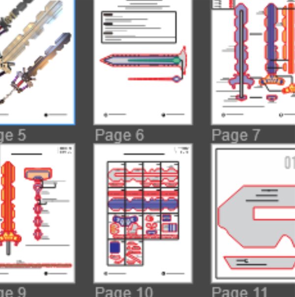 Prop Pattern: Fenrir Keyblade from Kingdom Hearts Cosplay Template Blueprint PDF
