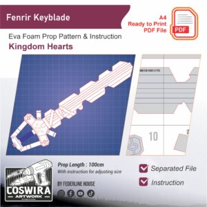 Prop Pattern: Fenrir Keyblade from Kingdom Hearts Cosplay Template Blueprint PDF