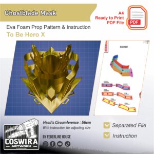 Ghostblade Mask Prop Pattern Template – EVA Foam Pattern for Cosplay & DIY Builds Inspired by To Be Hero X