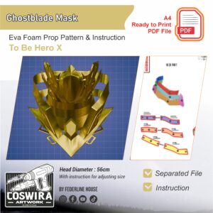 Ghostblade Mask Prop Pattern Template – EVA Foam Pattern for Cosplay & DIY Builds Inspired by To Be Hero X