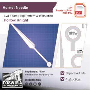 Prop Pattern: Hornet Needle from Hollow Knight Cosplay Template Blueprint PDF