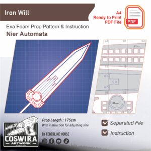 Prop Pattern: Iron Will Greatsword from Nier Automata Cosplay Template PDF