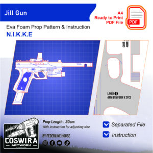 Prop Pattern: Jill Gun Weapon from Nikke for Cosplay Template Blueprint PDF