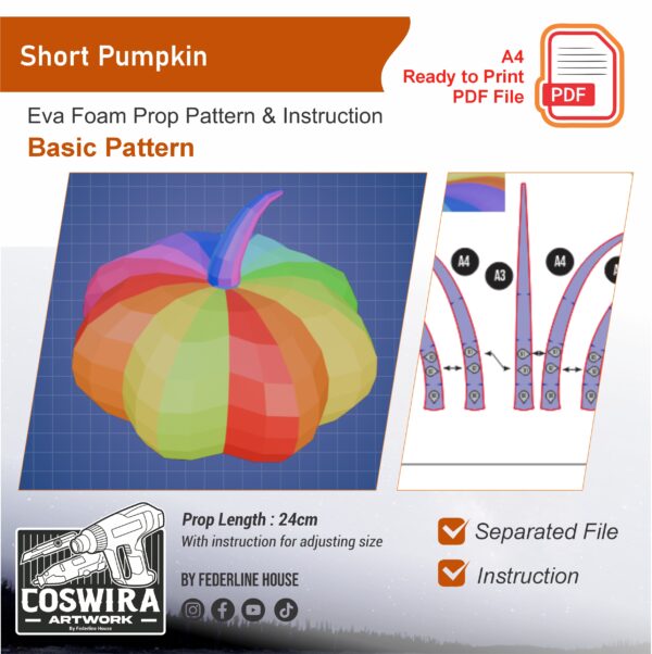 Short Pumpkin Prop Pattern Template – EVA Foam Basic Pattern for Cosplay & DIY Builds