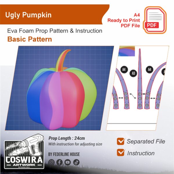Ugly Pumpkin Base Prop Pattern Template – EVA Foam Pattern for Cosplay & DIY Builds or Jack O Lantern Halloween Cosplay