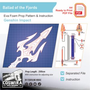 Ballad of the Fjords Prop Pattern Template – EVA Foam Pattern for Cosplay & DIY Builds Inspired by Genshin Impact