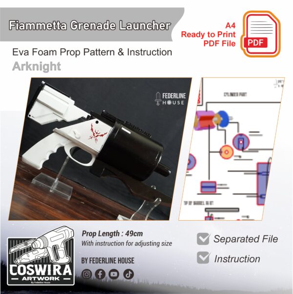 Fiammetta Grenade Launcher Prop Pattern Template – EVA Foam Pattern for Cosplay & DIY Builds Inspired by Arknights