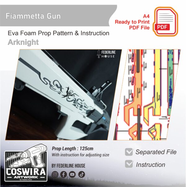 Fiammetta Gun Prop Pattern Template – EVA Foam Pattern for Cosplay & DIY Builds Inspired by Arknights