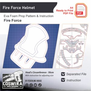 Fire Force Helmet Prop Pattern Template – EVA Foam Pattern for Cosplay & DIY Builds Inspired by Fire Force