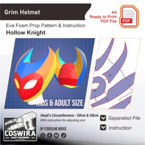 Grim Helmet Prop Pattern Template – EVA Foam Pattern for Cosplay & DIY Builds Inspired by Hollow Knight