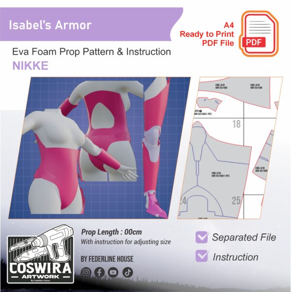 Isabel Armor Prop Pattern Template – EVA Foam Pattern for Cosplay & DIY Builds Inspired by Nikke: Goddess of Victory
