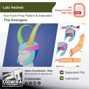 Loki Helmet Prop Pattern Template – EVA Foam Pattern for Cosplay & DIY Builds Inspired by Avengers