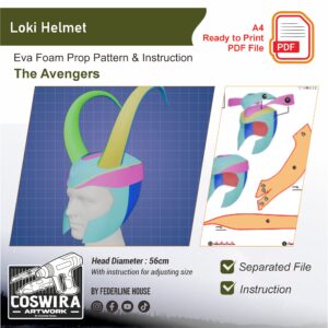 Loki Helmet Prop Pattern Template – EVA Foam Pattern for Cosplay & DIY Builds Inspired by Avengers
