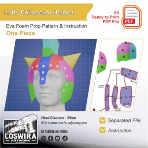 Luffy Colosseum Helmet Prop Pattern Template – EVA Foam Pattern for Cosplay & DIY Builds Inspired by One Piece