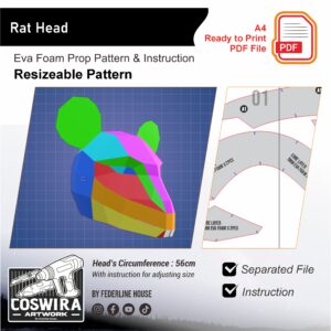 Prop Pattern: Prop Pattern: Rat Head Resizable Cosplay Template Blueprint PDF