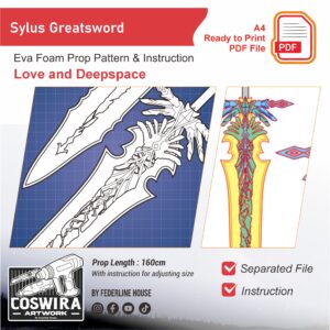 Sylus Greatsword Prop Pattern Template – EVA Foam Pattern for Cosplay & DIY Builds Inspired by Love and Deepspace